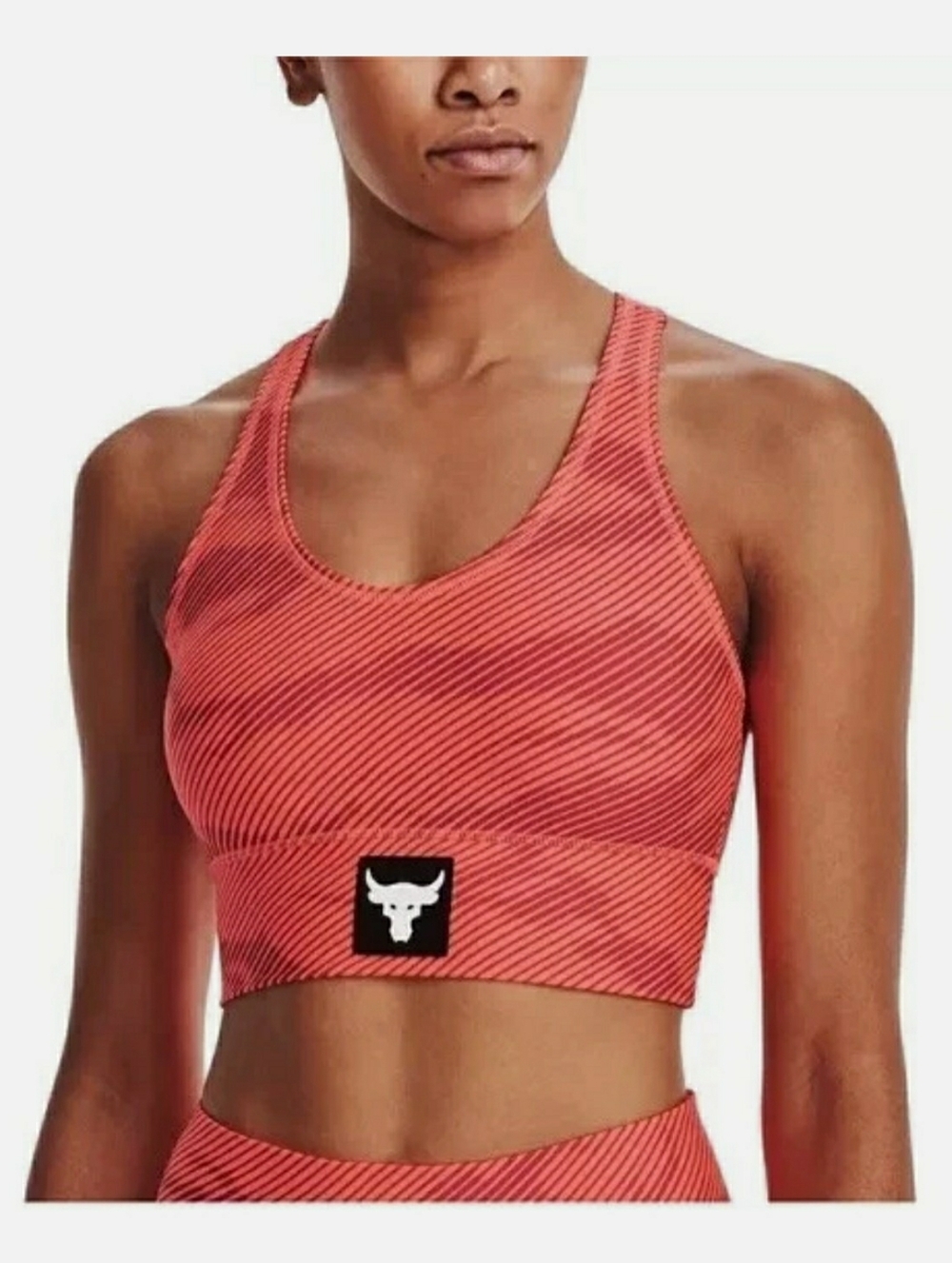 Under Armour Womens Project Rock HeatGear Sports Bra S Tangerine MSRP$50